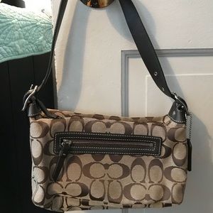 Black and grey Coach purse
